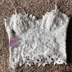 Chic wish white spaghetti embroidered top